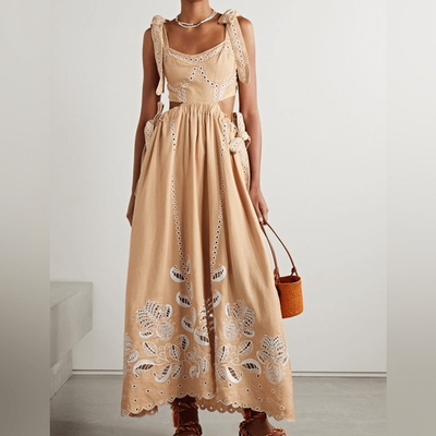 FARM Rio Sand Richilieu Sleeveless Midi Dress | eBay