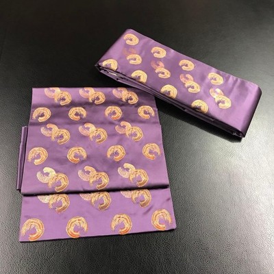 Obi ObiObiRice ear pattern two-part type Akebono cocoon pure silk