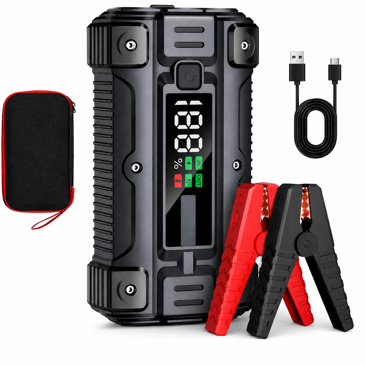 Démarreur voiture 5000A avec batterie de secours de 26800mAh