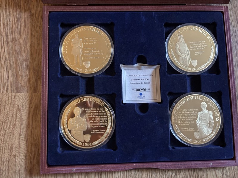 American Mint Colossal Civil War Inspirations 4 Piece Set Wooden Case w/ COA