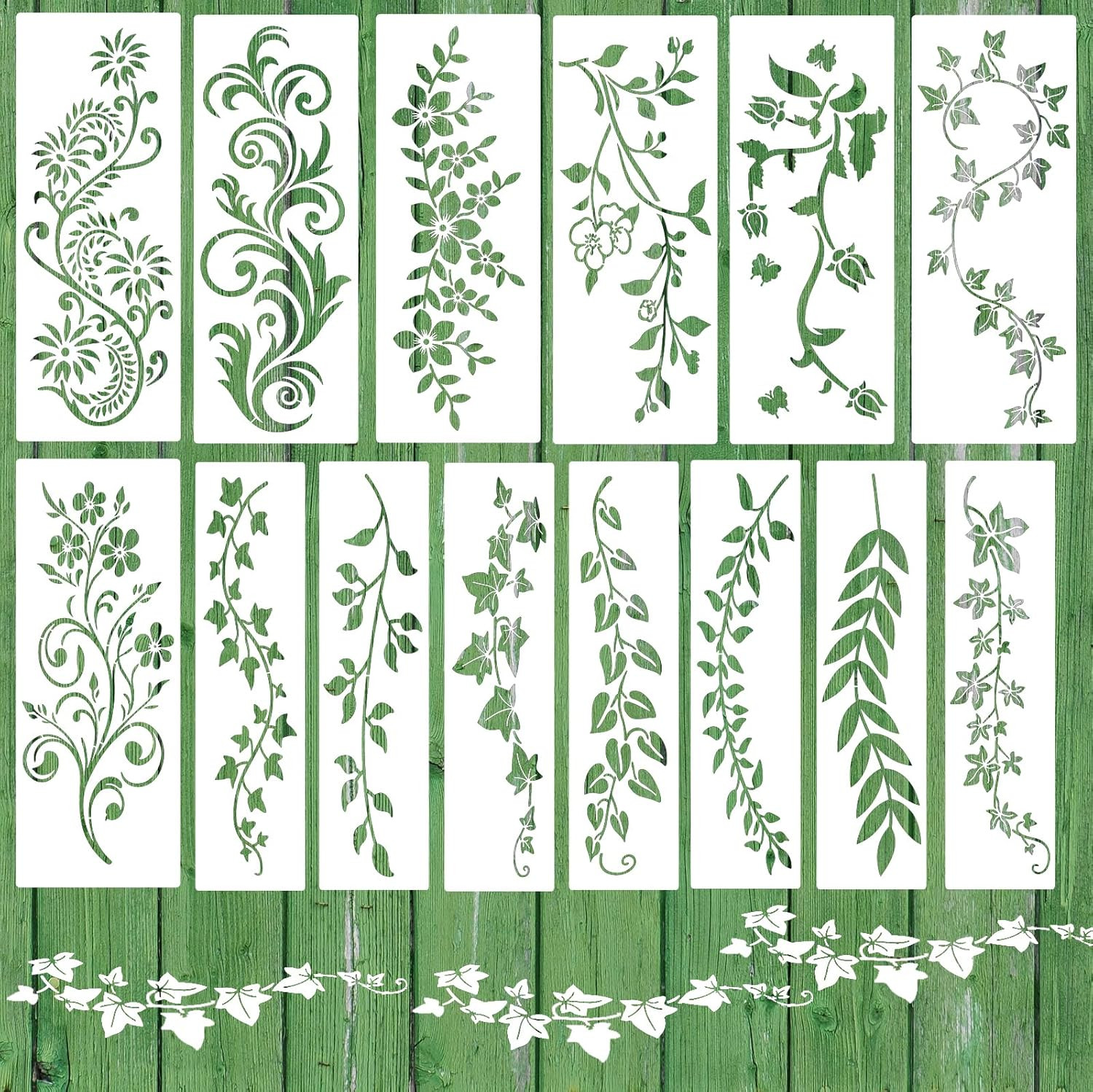 14 Pieces Leaf Vine Stencils for Painting Reusable Leaves Stencil for Craft D...