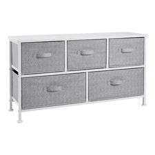 Amazon Basics Extra Wide Fabric 5-Drawer Storage Organizer Unit Closet White