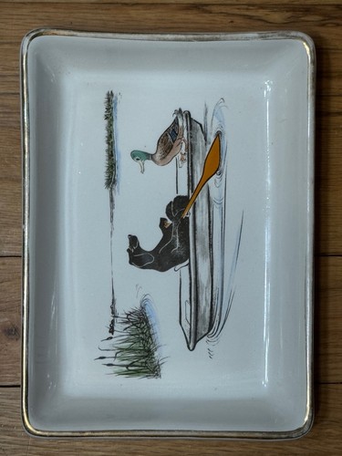 Delano Studio 1962 Dog Rowing a Duck Trinket Dish Plate - Picture 3 of 5