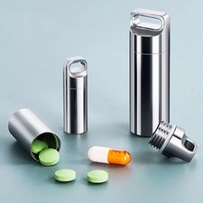 Pill Case Pendant Mini Stainless Steel Sealed Capsule Waterproof