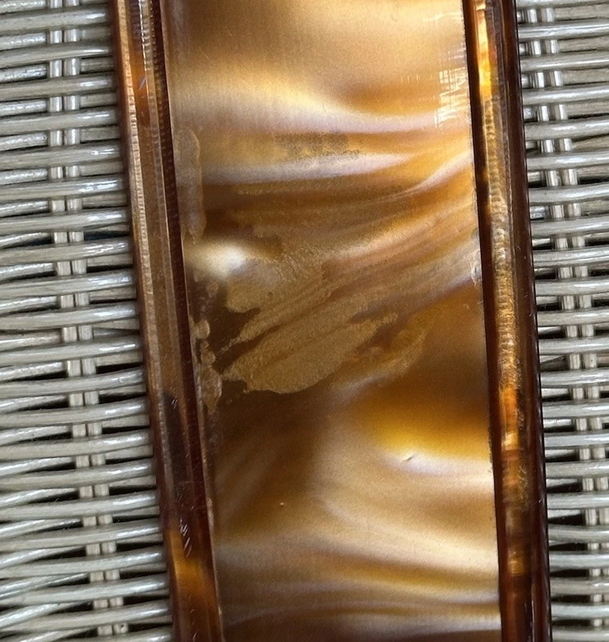 Bolso de mano Lucite vintage 1950/60 tejido de mimbre y caramelo Hong Kong Foto 3 de 4