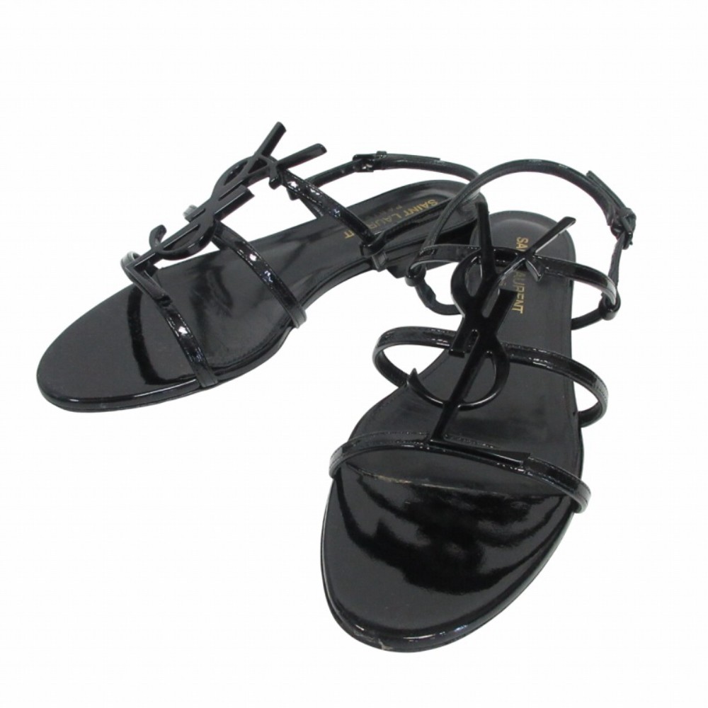 Sandali donna Saint Laurent Paris taglia 36 in pelle verniciata colore nero