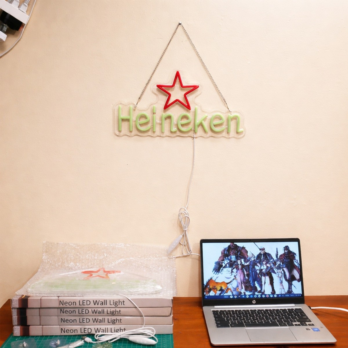 Heineken neon LED wall sign 15x8 inches 🍺 light up bar beer sign