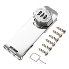 Keyless Cabinet Combination Lock 5" 3-Digit Password Hasp Lock Silver
