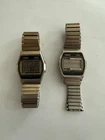 Lot of 2 Vintage Timex Quartz Lithium Digital Watches Gold Tone - 1 Working
