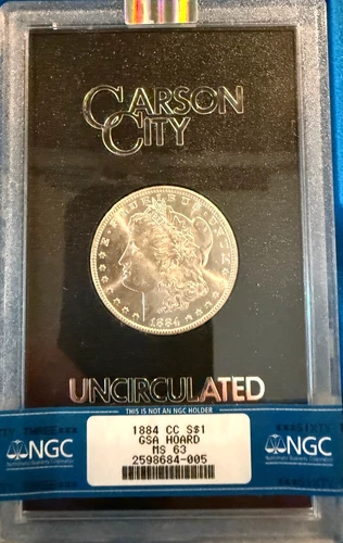 1884 CC $1 CARSON CITY GSA Hoard NGC MS63 Morgan Silver Dollar  w/Box and COA