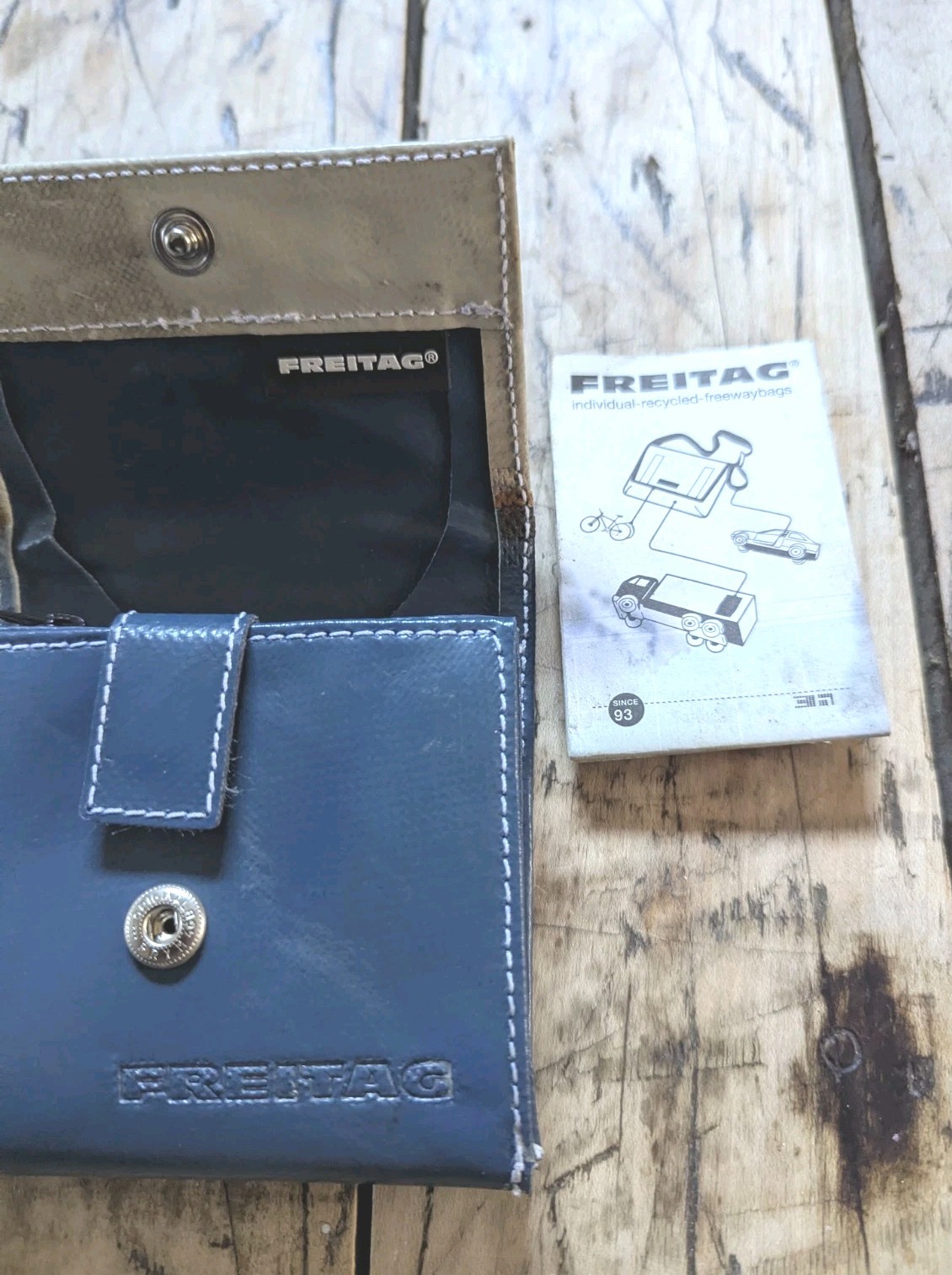 FREITAG F51 Unisex Wallet Cream & Blue Made From Recycled Transport Truck Tarps image 9