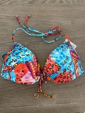 LULI FAMA Cubana Peligrosa Push Up Bandeau Bikini Top Large Multicolor NWT