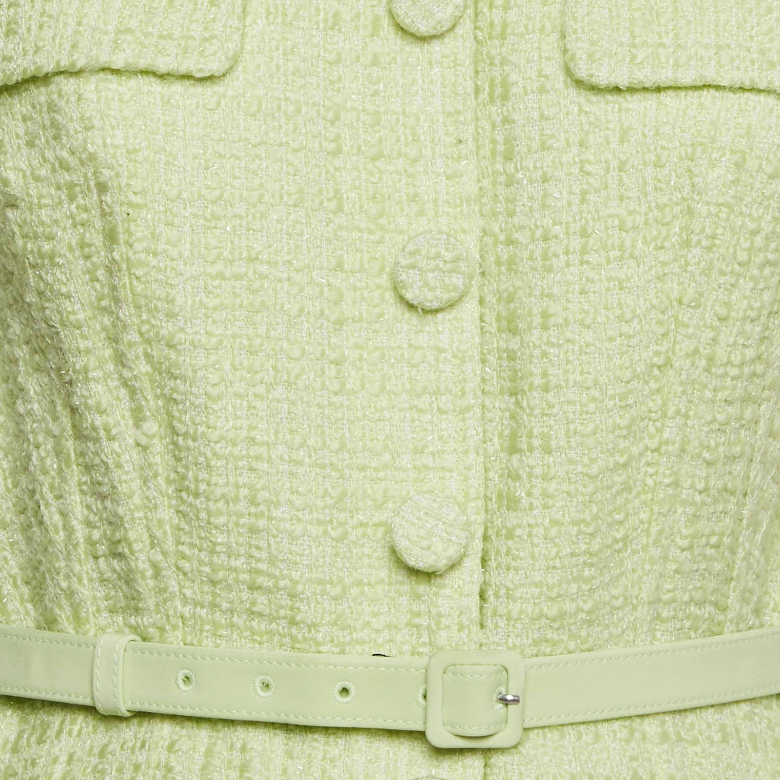 SelfPortrait Lime Boucle Chiffon Midi Dress M image 3