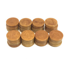 Lot of 80 Bakelite / Catalin Poker Chips, Butterscotch Yellow 1.5" 
