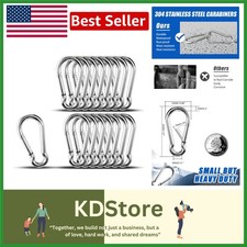 15 Pcs Heavy Duty Stainless Steel Carabiner Clips 1.97in for Camping Hiking K...