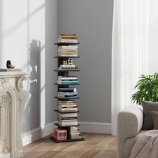 TUTOTAK Vertical Bookshelf, 8-Tier Bookcase, Narrow Spine Book Shelf for Small 
