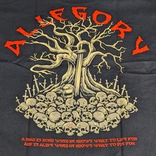 NWT Allegory T Shirt Threads Of Tales Men's Medium Black Sword Skull Tree 006