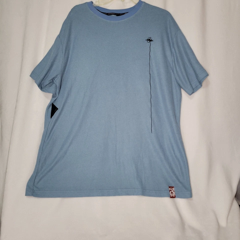 Fokai 衬衫成人男式 XXL 拼色短袖针织蓝色 — 第 2/4 张图片