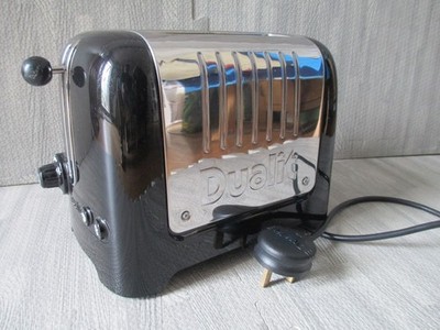 Dualit Toaster 2 Scheiben DPP2 schwarz Chrom Aufwärmen Auftauen Bagel 230 V UK-Stecker