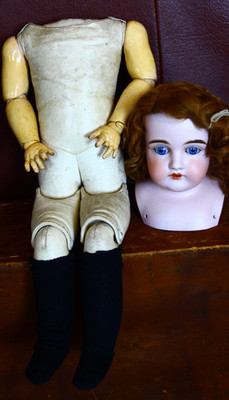 Antique German Kestner 154 Dep Bisque Shoulder Head Doll 21''