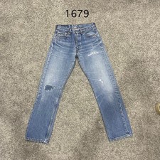 Vintage Levi 501 Jeans Actual 27x29 Light Wash Blue Distressed Made In Turkey
