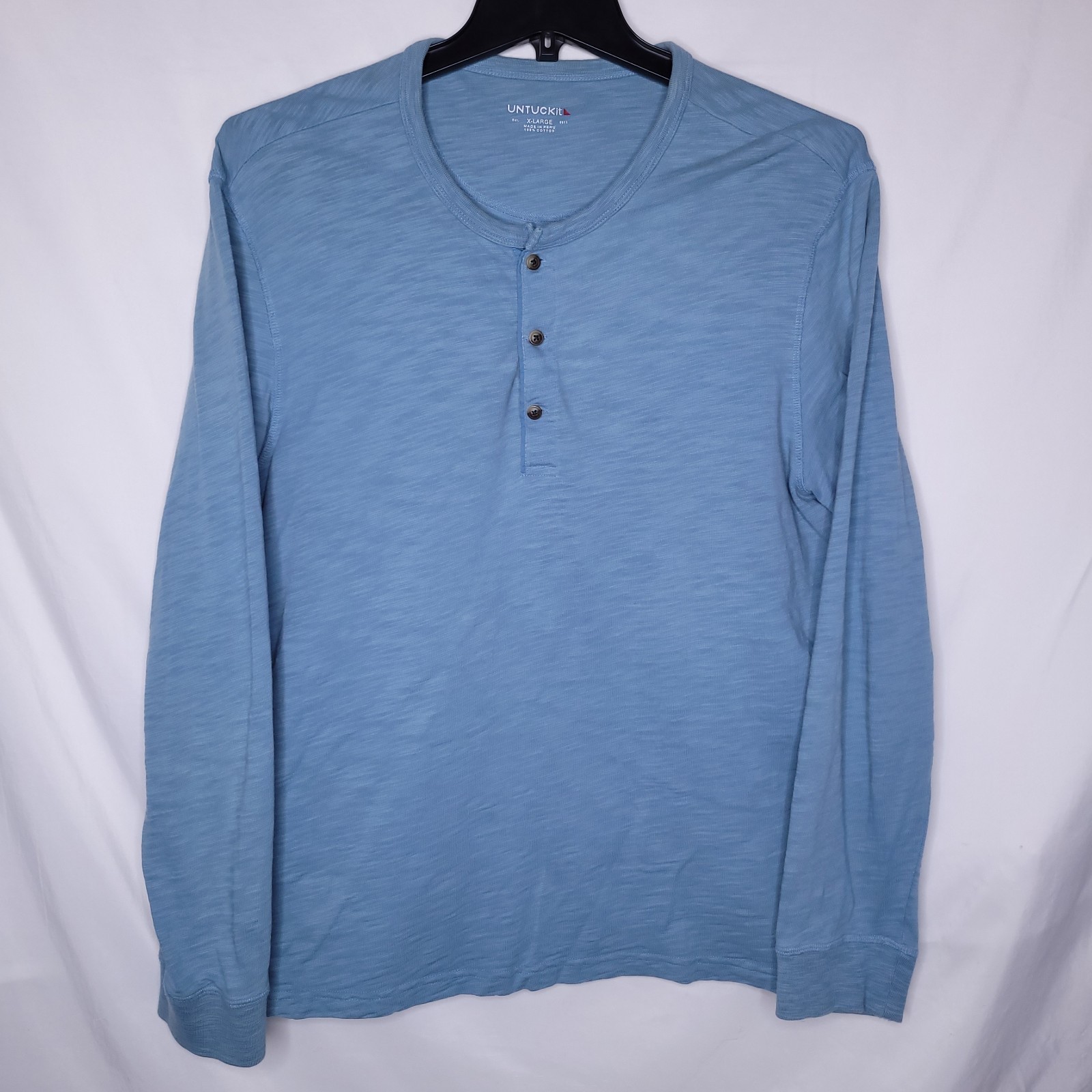 Untuckit Henley Shirt Mens XL Blue Yannik 41197