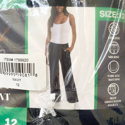 NEW WEATHERPROOF VINTAGE Mid Rise Wide Leg Stretch Corduroy Pants Navy Size 12 - Picture 3 of 5