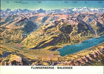 Walensee mit Flumserbergen Panoramakarte