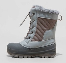 All In Motion Kids Faux Fur Elastic Laces Ankle Winter Boots Waterproof Youth 2