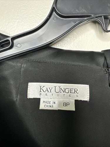 Kay Unger size 8 P Black Satin Sheath dress Portrait Shawl Collar Party Cocktail - Picture 3 of 11