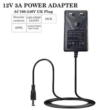 12V 3A 3 amp 36W DC POWER Supply ADAPTER Transformer LED Strip / CCTV Charger UK