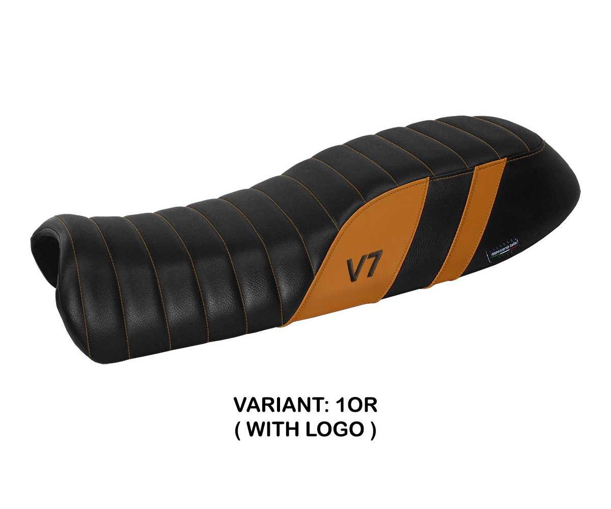 Seat saddle cover Davis Orange OR + logo TPZ Italia for Moto Guzzi V7 2012 2020