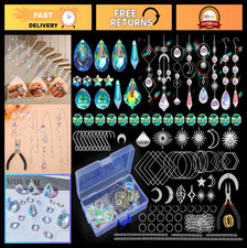 200 Pcs DIY Suncatcher Kit - Crystal Sun Catchers with Hooks Chains for Home D