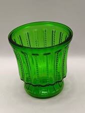 Vintage Green Beaded Footed Planter Vase Home Decor Glass Bowl Dish