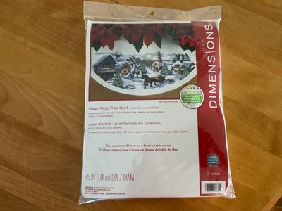DIY Dimensions Sleigh Ride Christmas Counted Cross Stitch Tree Skirt Kit NEW
