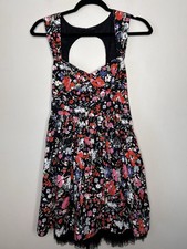 Free People Sunkissed Summer Floral Dress Black Tulle Trim Sweetheart Y2K Size 2