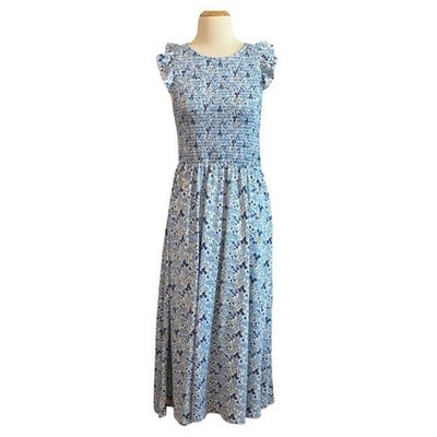 CODE X MODE XS Smock Flutter Sleeve Midi Dress Beachy Boho Cottagecore Romantic