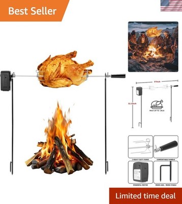 Rotating Rotisserie Grill Kit, Electric Dual Post Open Fire Spit Rotisserie G...
