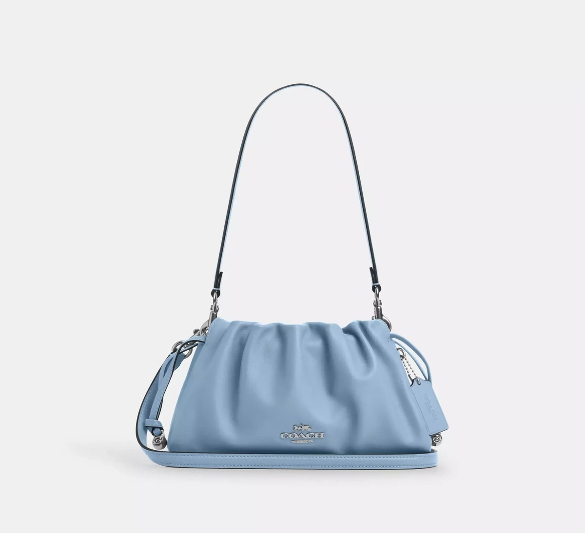Coach CV529 Faye Drawstring Bag 2-way Shoulder Bag Leather Blue
