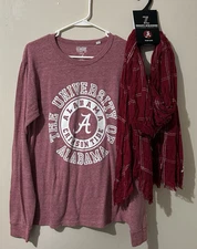 League Women’s Sweater L and Scarf University of Alabama Long Sleeve Casual Top