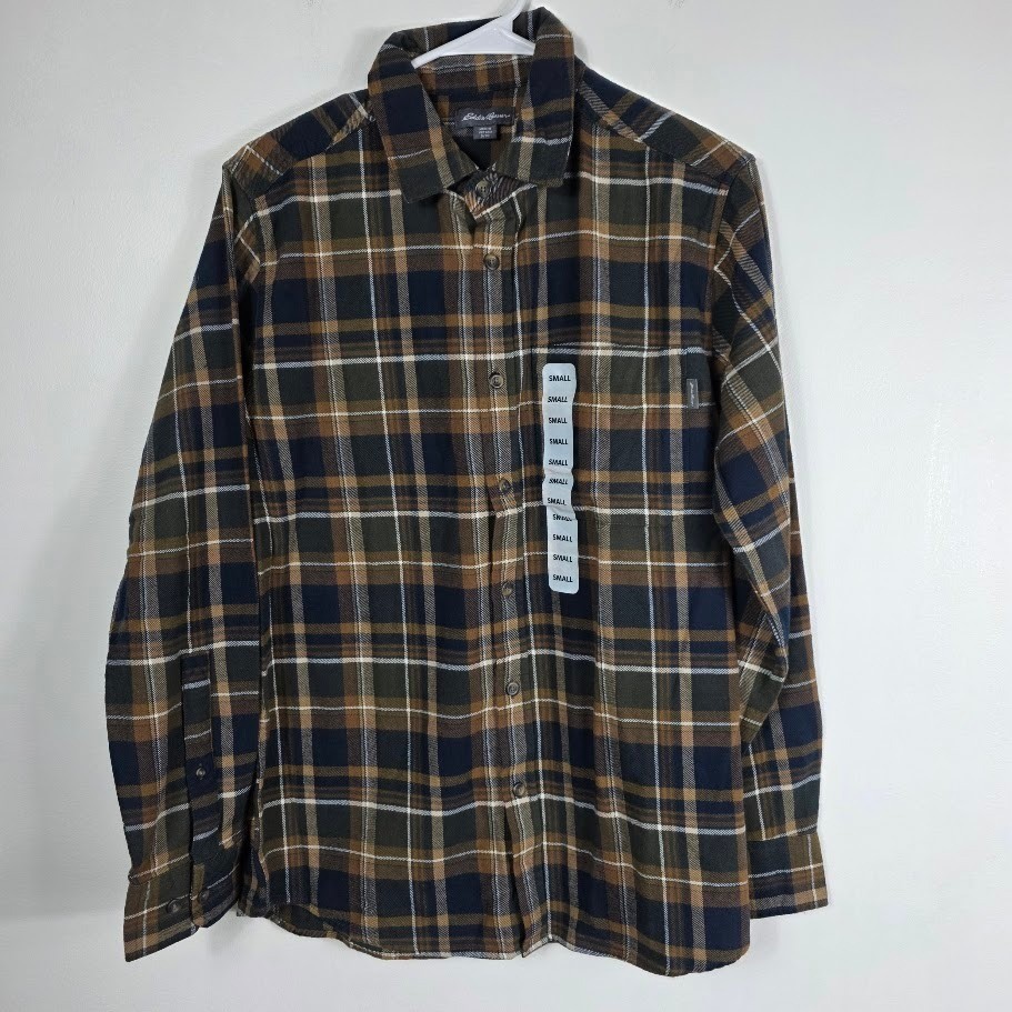 Eddie Bauer Men's Plaid Flannel Long Sleeve Button Up Shirt Size Small