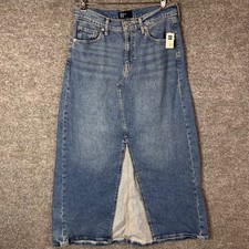NEW Gap Denim Maxi Skirt Womens 8/29 Blue High Rise Front Slit Long Jean Skirt