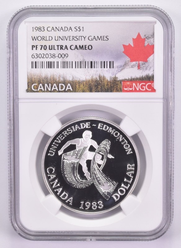 1983 Canadian $1 Silver Dollar World Uni Games PF70 UCam NGC *4261