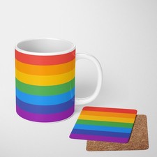 LGBTQ+ Flag Pride Patriotic Custom Coffee Tea Mug Cup Set Coaster Gift Him Her