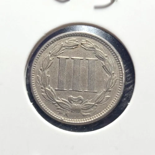 1866 USA 3 CENT NICKEL FINE DETAIL LUSTROUS SHARP LIGHTLY CIRCULATED COIN - Image 3 of 3