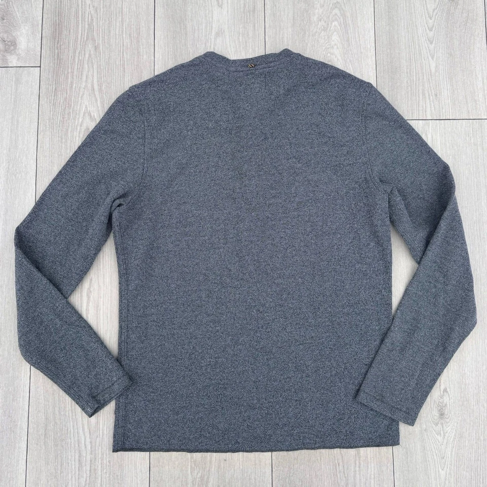 Camisa Pullover Billy Reid Henley Para Hombre Gris Mediana Acanalada Manga Larga Foto 3 de 4