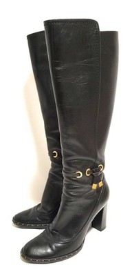 Louis Vuitton Long Boots Shoes EU 36 US 6 Leather Black US TAX Included