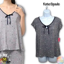 NWT Kate Spade New York M Dot Pajama Top Split Neck with Ties Top Only 