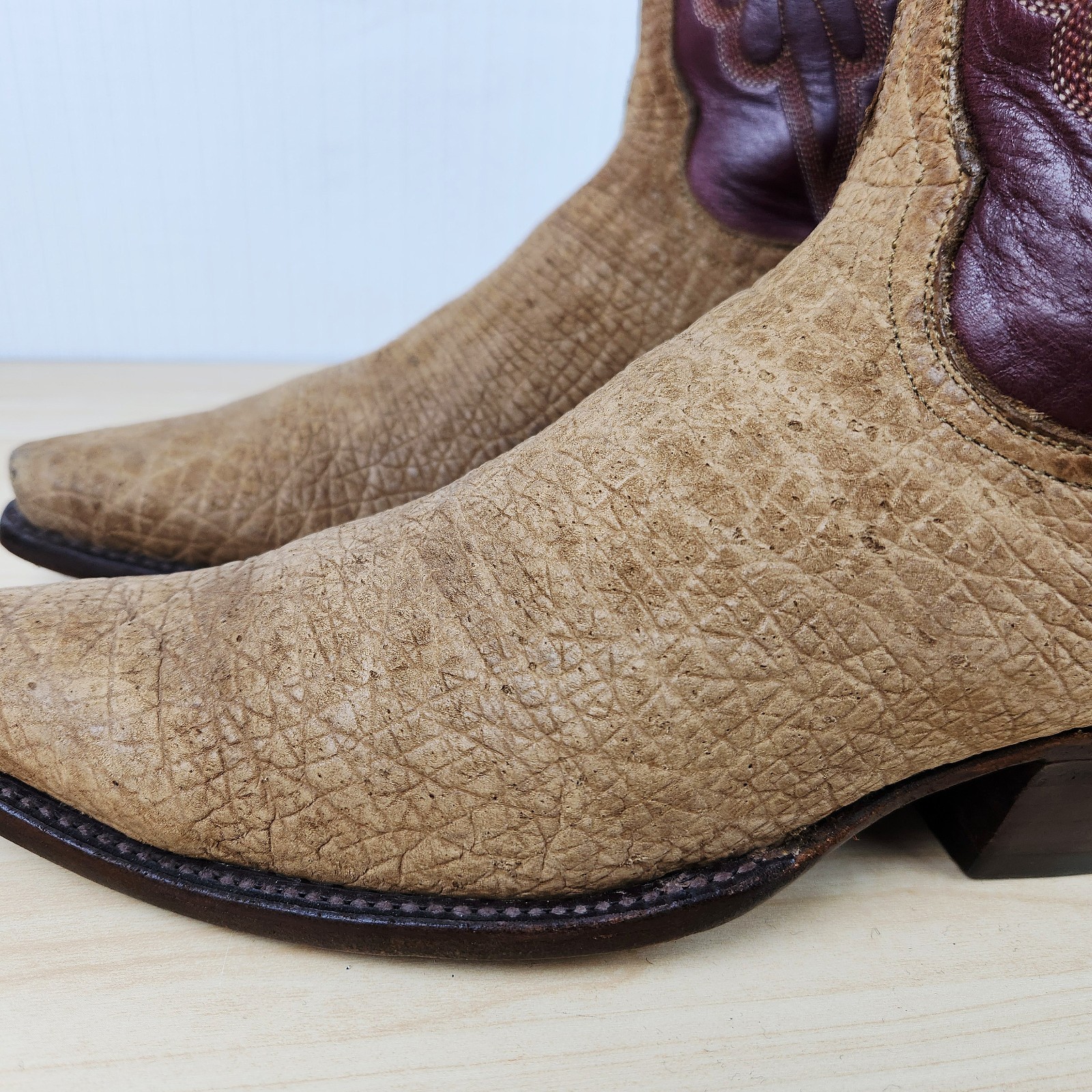 Lucchese Handmade Classics Rare Exotic Hipp Leather Snip Toe Cowboy Boots Sz 9B image 5