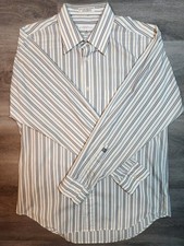 VTG Monsieur Givenchy Mens 16/32-33 White Striped Long Sleeve Button Dress Shirt